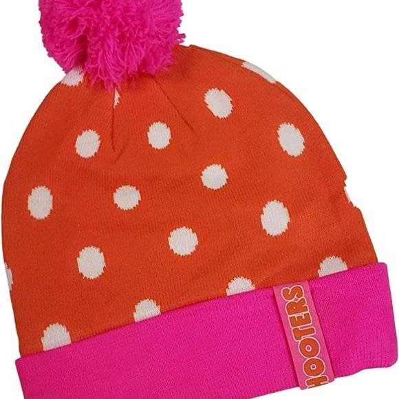 HOOTERS WOMENS CUFFED KNIT BEANIE HAT W/Pom - Picture 1 of 3